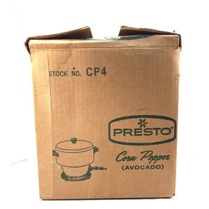 Vintage Presto Electric Popcorn Popper 1970s MCM Open Box Avocado CP4